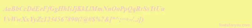 Fonte AngsanaupcBoldItalic – fontes rosa em um fundo amarelo