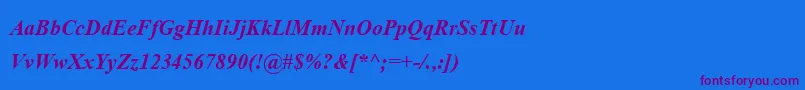 AngsanaupcBoldItalic Font – Purple Fonts on Blue Background