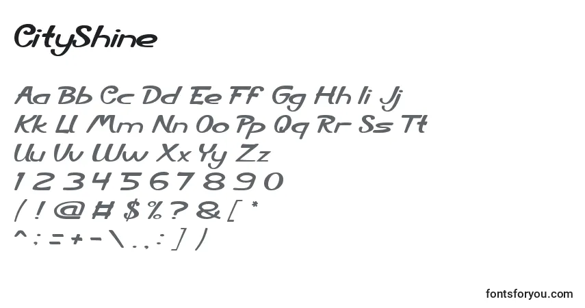 Schriftart CityShine – Alphabet, Zahlen, spezielle Symbole