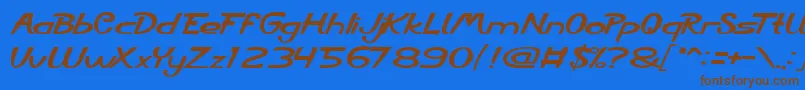 フォントCityShine – 茶色の文字が青い背景にあります。