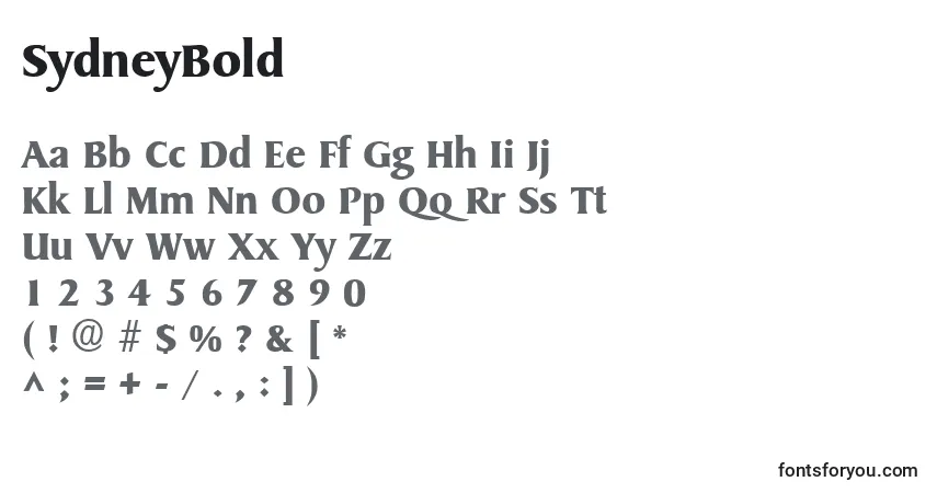 Schriftart SydneyBold – Alphabet, Zahlen, spezielle Symbole