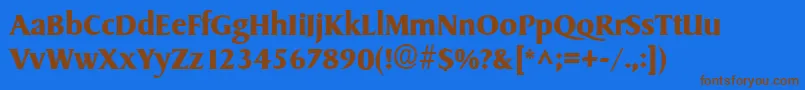 フォントSydneyBold – 茶色の文字が青い背景にあります。