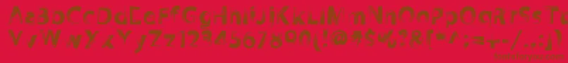 Zookyzooky-Schriftart – Braune Schriften auf rotem Hintergrund
