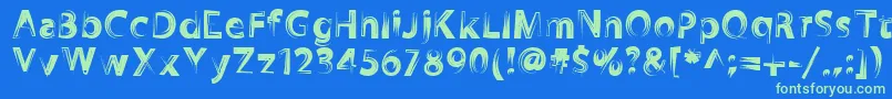 Zookyzooky-Schriftart – Grüne Schriften auf blauem Hintergrund