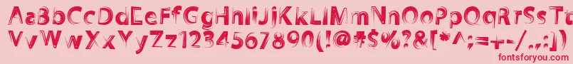 Fonte Zookyzooky – fontes vermelhas em um fundo rosa