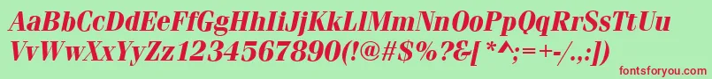 FerraraBolditalic-Schriftart – Rote Schriften auf grünem Hintergrund