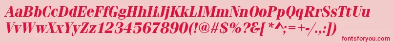 Fonte FerraraBolditalic – fontes vermelhas em um fundo rosa