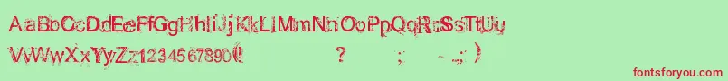RoughLinen Font – Red Fonts on Green Background