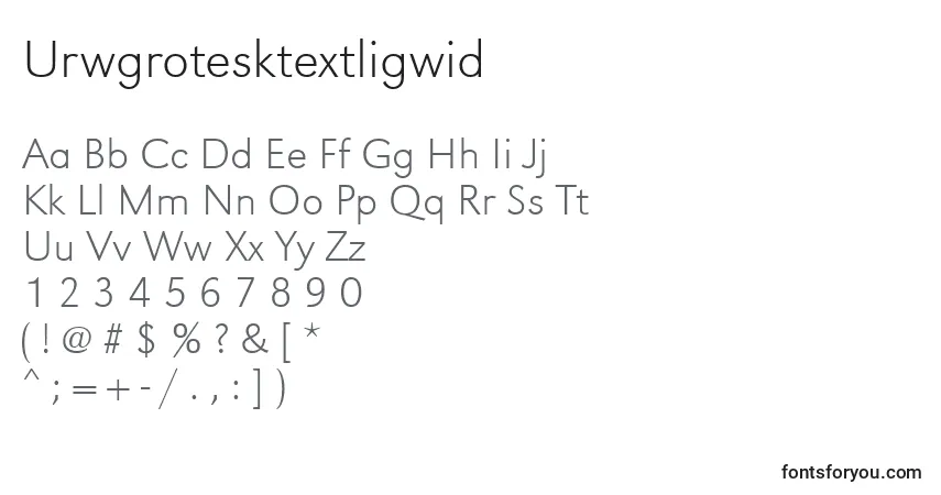 Schriftart Urwgrotesktextligwid – Alphabet, Zahlen, spezielle Symbole