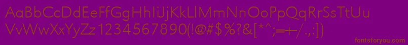 フォントUrwgrotesktextligwid – 紫色の背景に茶色のフォント