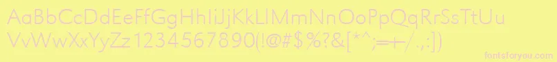 Urwgrotesktextligwid-Schriftart – Rosa Schriften auf gelbem Hintergrund