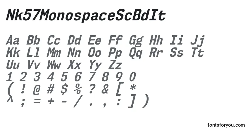 Шрифт Nk57MonospaceScBdIt – алфавит, цифры, специальные символы