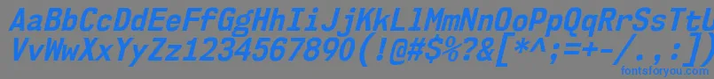 Weitere Informationen zur Nk57MonospaceScBdIt-Schriftart Nk57MonospaceScBdIt-Schriftart – Blaue Schriften auf grauem Hintergrund