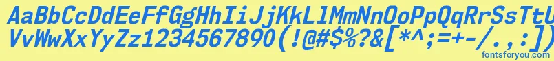 Police Nk57MonospaceScBdIt – polices bleues sur fond jaune