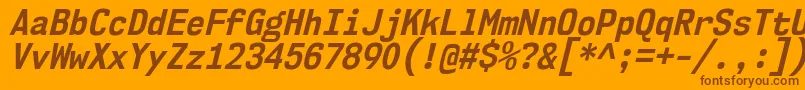 Nk57MonospaceScBdIt-Schriftart – Braune Schriften auf orangefarbenem Hintergrund
