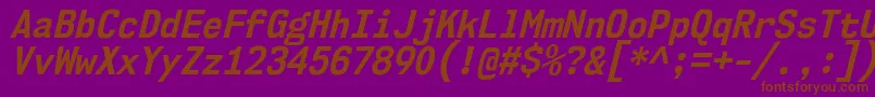 Fonte Nk57MonospaceScBdIt – fontes marrons em um fundo roxo