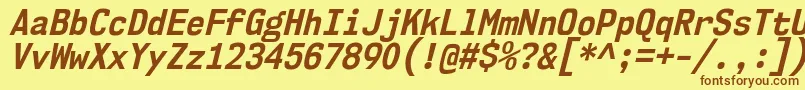Nk57MonospaceScBdIt-fontti – ruskeat fontit keltaisella taustalla