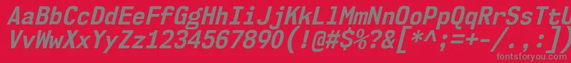 Czcionka Nk57MonospaceScBdIt – szare czcionki na czerwonym tle