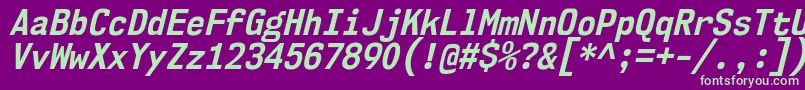 Nk57MonospaceScBdIt-Schriftart – Grüne Schriften auf violettem Hintergrund