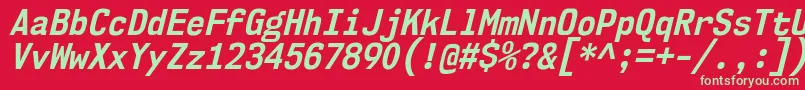Czcionka Nk57MonospaceScBdIt – zielone czcionki na czerwonym tle