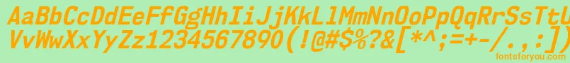 En savoir plus sur la police Nk57MonospaceScBdIt Police Nk57MonospaceScBdIt – polices orange sur fond vert