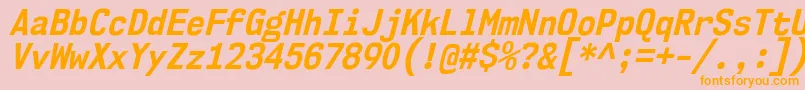 Nk57MonospaceScBdIt-fontti – oranssit fontit vaaleanpunaisella taustalla