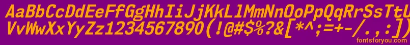 Czcionka Nk57MonospaceScBdIt – pomarańczowe czcionki na fioletowym tle