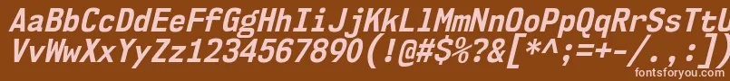Czcionka Nk57MonospaceScBdIt – różowe czcionki na brązowym tle