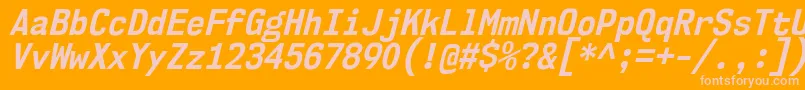 Nk57MonospaceScBdIt-fontti – vaaleanpunaiset fontit oranssilla taustalla