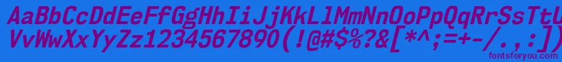 Nk57MonospaceScBdIt-Schriftart – Violette Schriften auf blauem Hintergrund