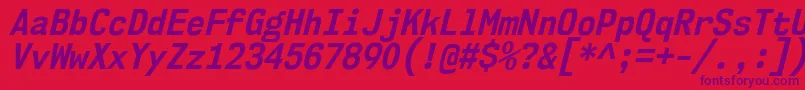 Police Nk57MonospaceScBdIt – polices violettes sur fond rouge