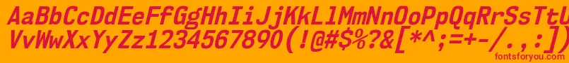 フォントNk57MonospaceScBdIt – オレンジの背景に赤い文字