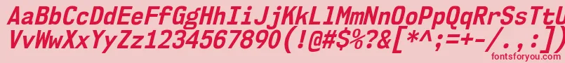 Fonte Nk57MonospaceScBdIt – fontes vermelhas em um fundo rosa