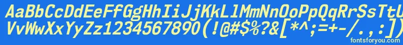 Czcionka Nk57MonospaceScBdIt – żółte czcionki na niebieskim tle