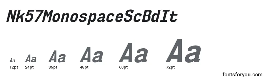 Größen der Schriftart Nk57MonospaceScBdIt