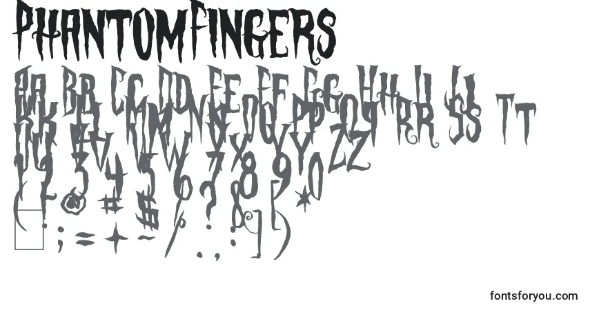 Schriftart PhantomFingers – Alphabet, Zahlen, spezielle Symbole