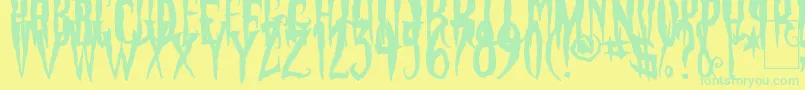 PhantomFingers Font – Green Fonts on Yellow Background