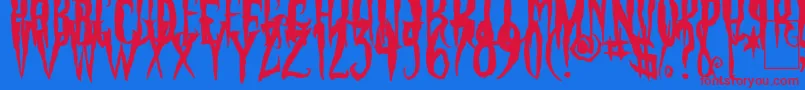 フォントPhantomFingers – 赤い文字の青い背景