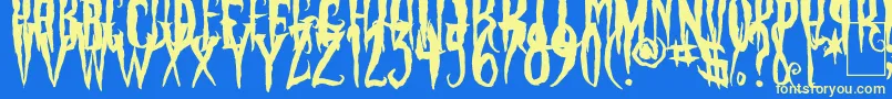 PhantomFingers Font – Yellow Fonts on Blue Background