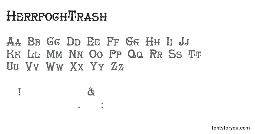 Fuente HerrfochTrash - alfabeto, números, caracteres especiales