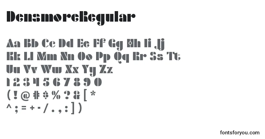 DensmoreRegular-fontti – aakkoset, numerot, erikoismerkit