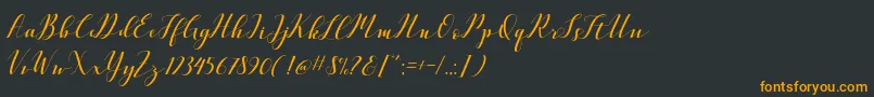 Шрифт VellesaScriptDemo – оранжевые шрифты на чёрном фоне