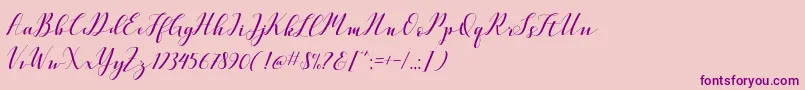 Police VellesaScriptDemo – polices violettes sur fond rose