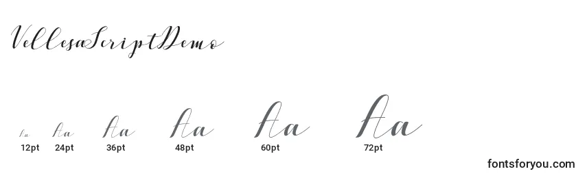 VellesaScriptDemo Font Sizes
