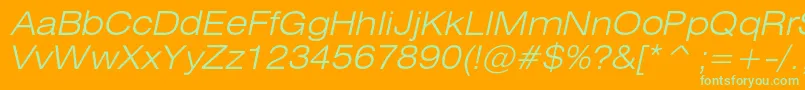 HeliosextlightItalic Font – Green Fonts on Orange Background