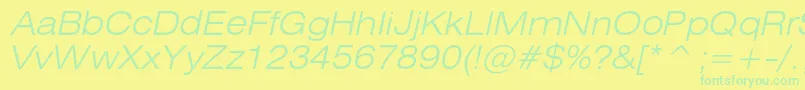 HeliosextlightItalic Font – Green Fonts on Yellow Background