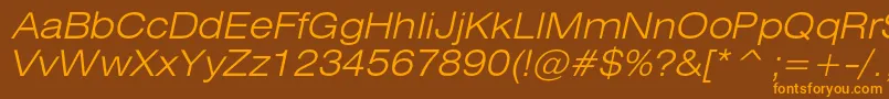 HeliosextlightItalic Font – Orange Fonts on Brown Background