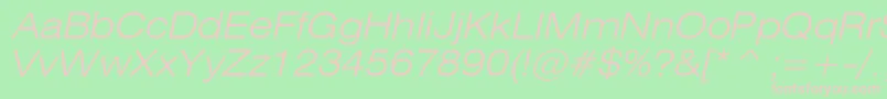 HeliosextlightItalic Font – Pink Fonts on Green Background