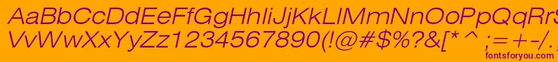 HeliosextlightItalic Font – Purple Fonts on Orange Background