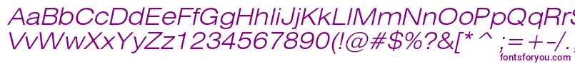 HeliosextlightItalic Font – Purple Fonts on White Background